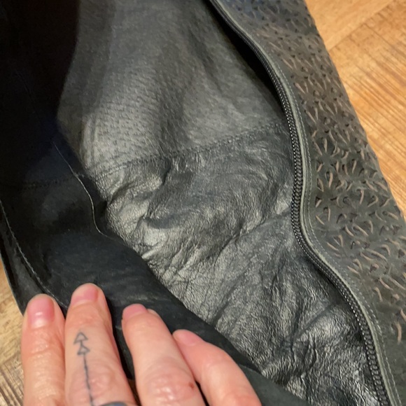 Laser cut leather and suede tall boots - Picture 9 of 9